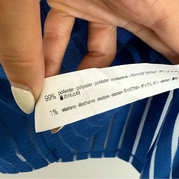 ZARA | Mesh Pinstripe mock neck blouse - Picture 8 of 10